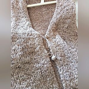 A.N.A. Sweater Vest Loose Knit Summer Casual Chic Tan Mocha Lg